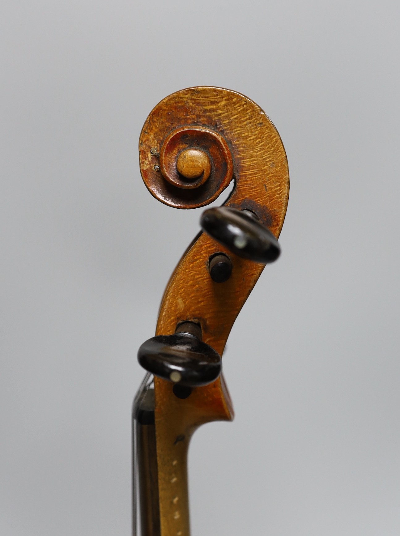 A 19th century German violin, back measures 33cm, cased
